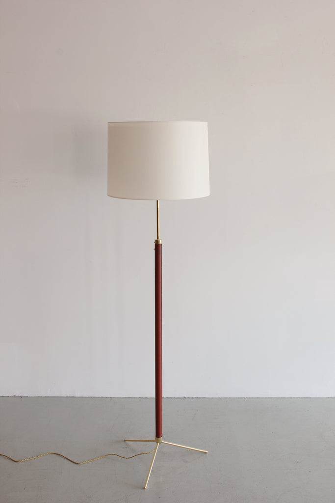 Jacques Adnet Leather and Brass Floor Lamp