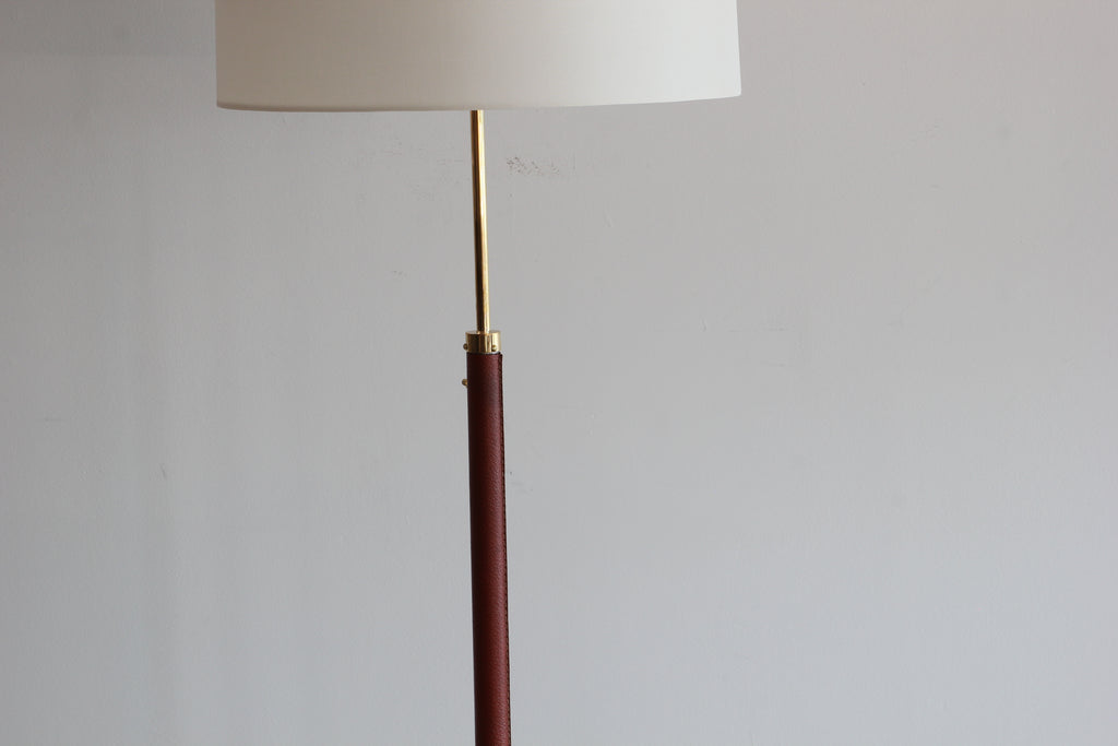 Jacques Adnet Leather and Brass Floor Lamp