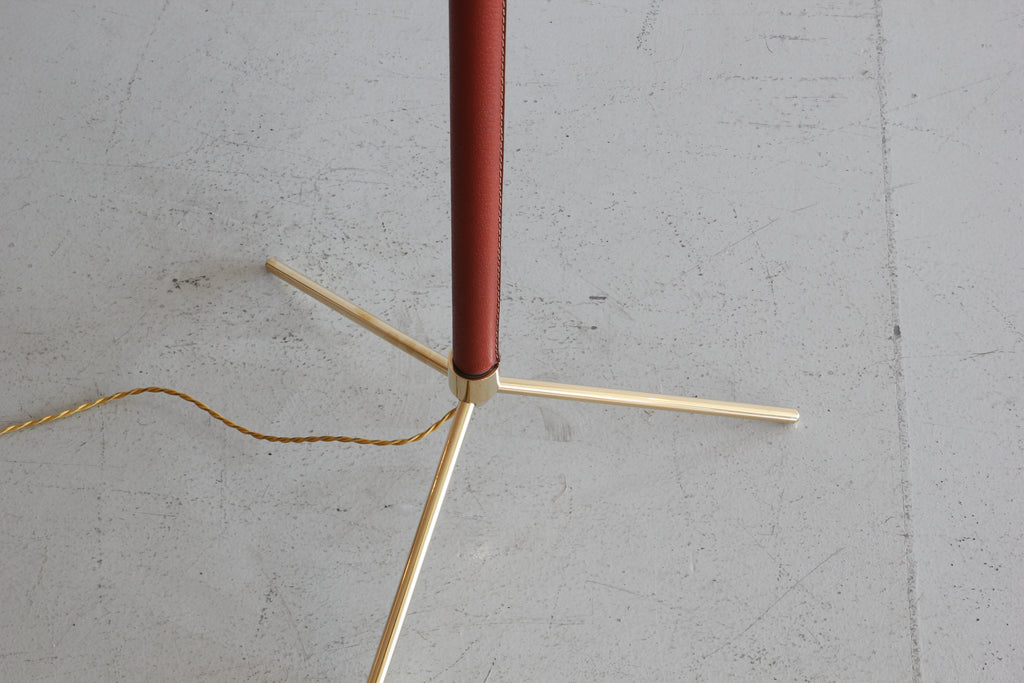 Jacques Adnet Leather and Brass Floor Lamp