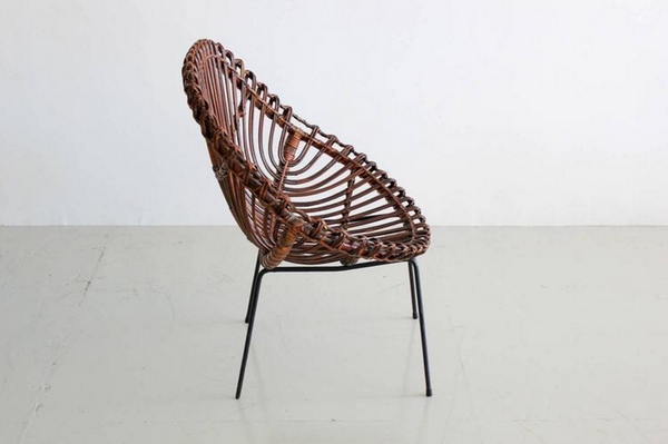 Sculptural Italian Rattan Chairs