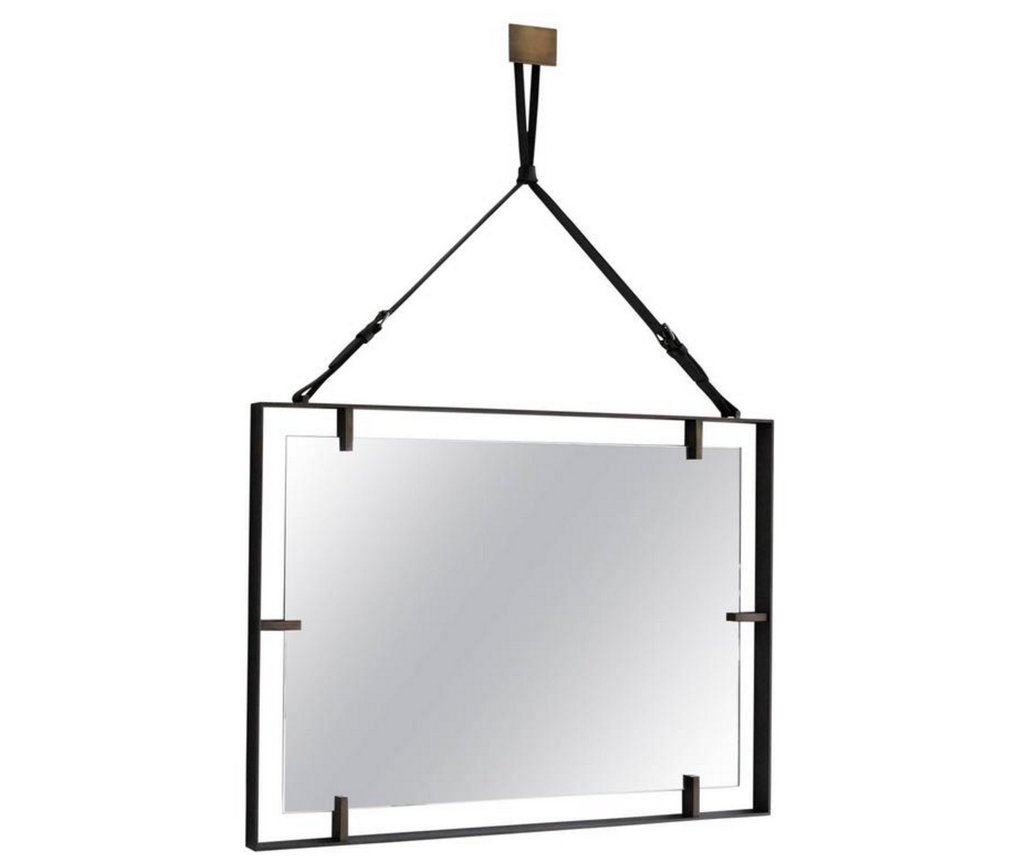 Emmerson Rectangular Metal and Leather Mirror
