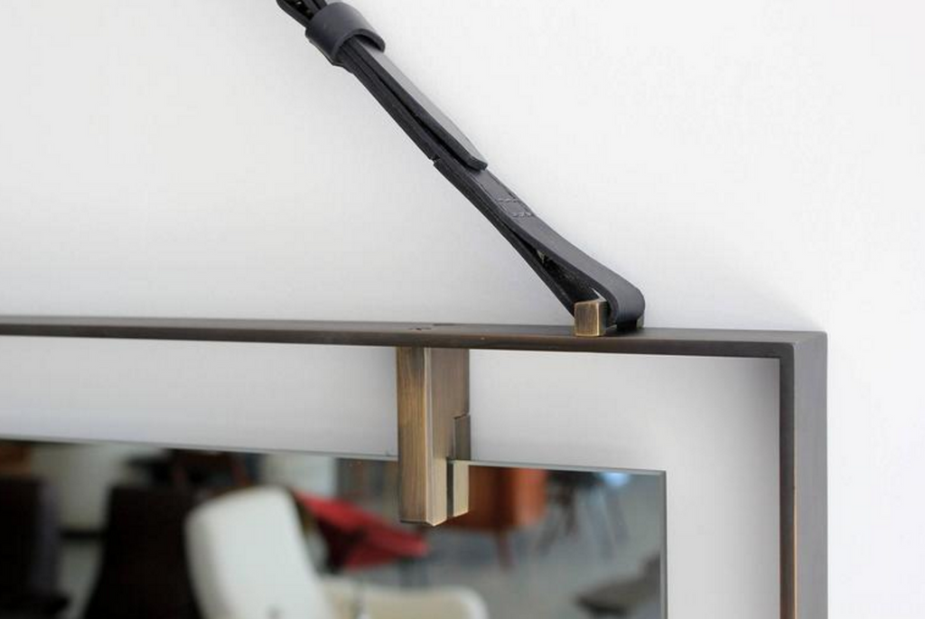 Emmerson Rectangular Metal and Leather Mirror