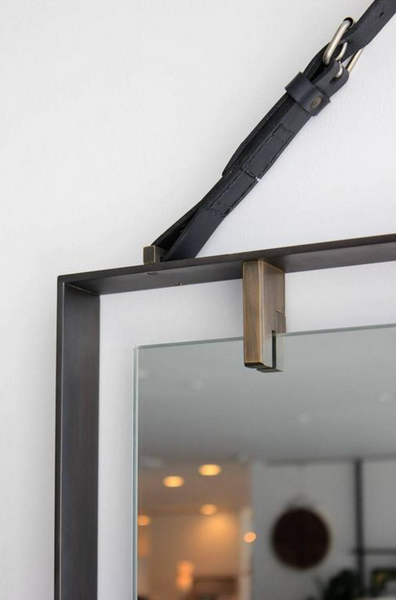 Emmerson Rectangular Metal and Leather Mirror