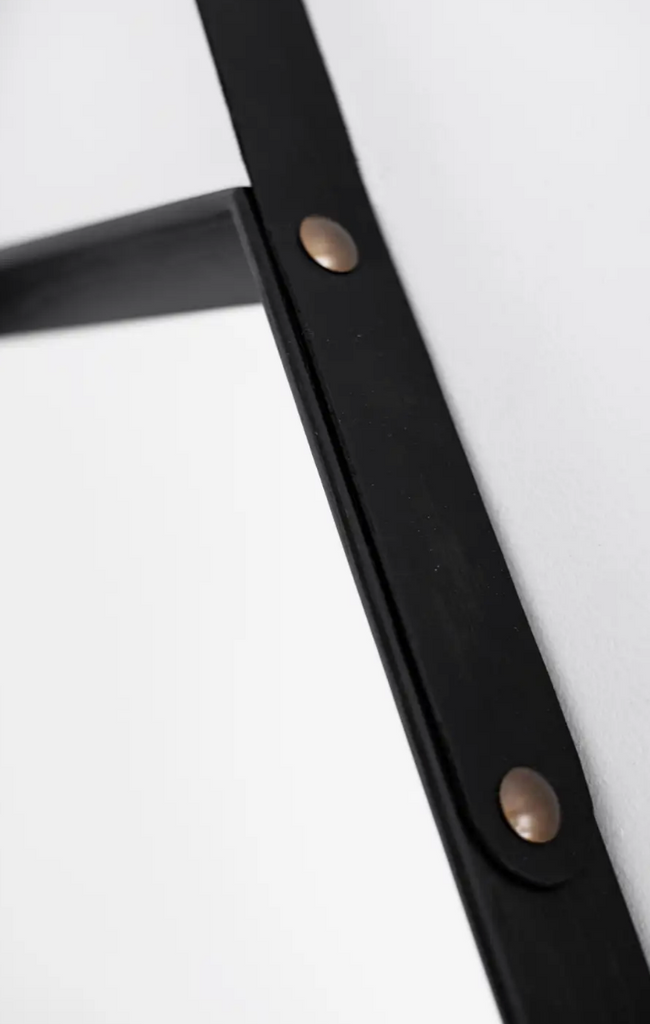 Beverly Oak and Leather Hexagon Mirror