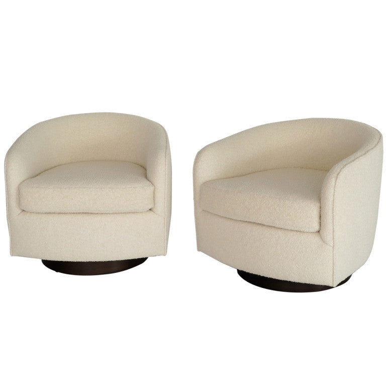 Pair of Milo Baughman Style Swivel Chairs