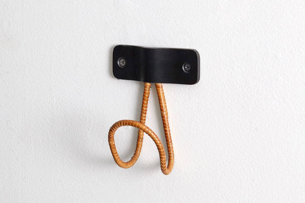 Wicker and Iron Coat Hook by Orange